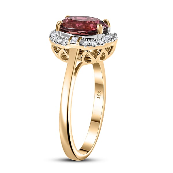 Shop Lc Certified & Appraised Luxoro AAA Ouro Fino Rubellite And Diamond G-H SI 2.25 Ctw Floral Ring In 10K Yellow Gold