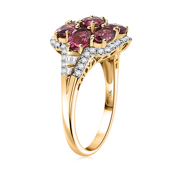 Shop Lc Certified & Appraised Luxoro AAA Ouro Fino Rubellite And G-H I2 Diamond 3.55 Ctw Ring In 10K Yellow Gold 4.20 Grams