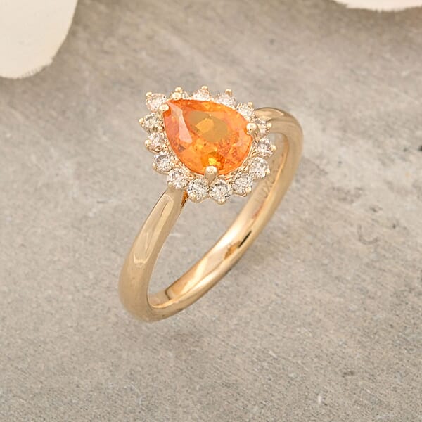Shop Lc Certified & Appraised Luxoro AAA Outomongu Spessartine Garnet And G-H I2 Diamond 1.70 Ctw Ring In 10K Yellow Gold