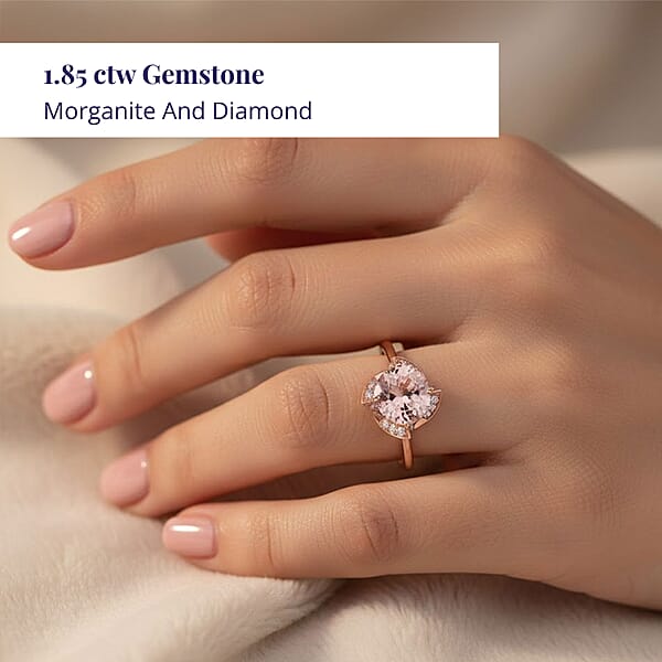 Shop Lc Certified & Appraised Luxoro AAA Palmeiras Pink Morganite And I2 Diamond 1.85 Ctw Ring In 14K Rose Gold