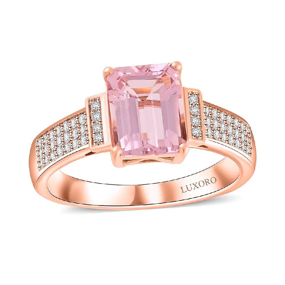 shop lc Certified & Appraised Luxoro AAA Palmeiras Pink Morganite and G-H I2 Diamond 2.50 ctw Ring in 10K Rose Gold