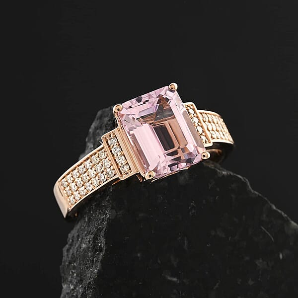 Shop Lc Certified & Appraised Luxoro AAA Palmeiras Pink Morganite And G-H I2 Diamond 2.50 Ctw Ring In 10K Rose Gold