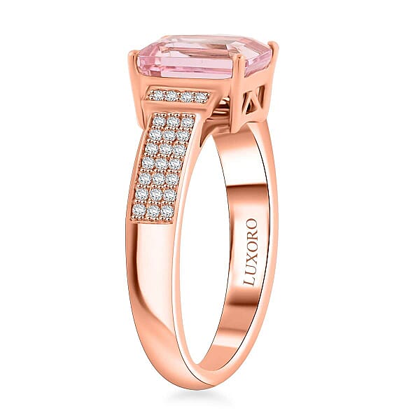 Shop Lc Certified & Appraised Luxoro AAA Palmeiras Pink Morganite And G-H I2 Diamond 2.50 Ctw Ring In 10K Rose Gold