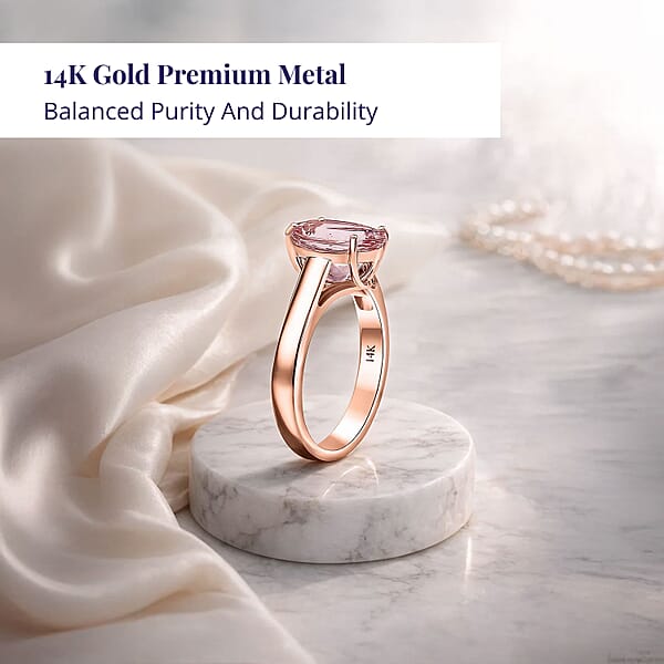 Shop Lc Certified & Appraised Luxoro AAA Pink Morganite 3.00 Ctw Solitaire Ring In 14K Rose Gold