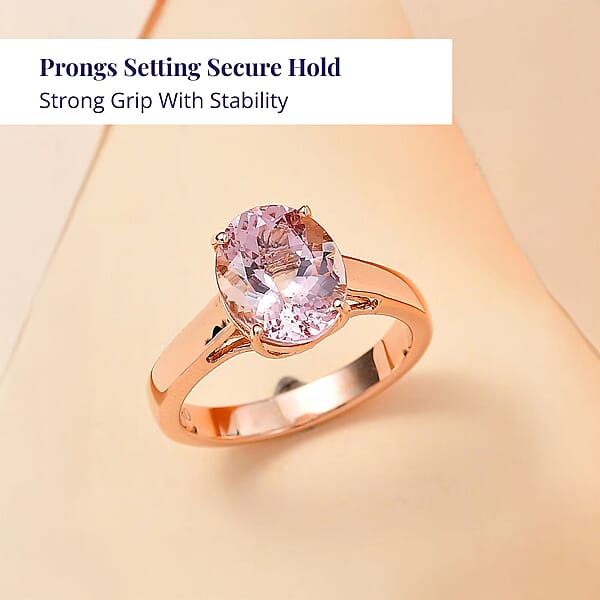 Shop Lc Certified & Appraised Luxoro AAA Pink Morganite 3.00 Ctw Solitaire Ring In 14K Rose Gold