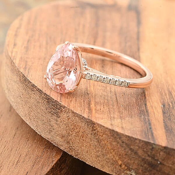 Shop Lc Certified & Appraised Luxoro AAA Pink Morganite And G-H I2 Diamond 2.40 Ctw Ring In 14K Rose Gold