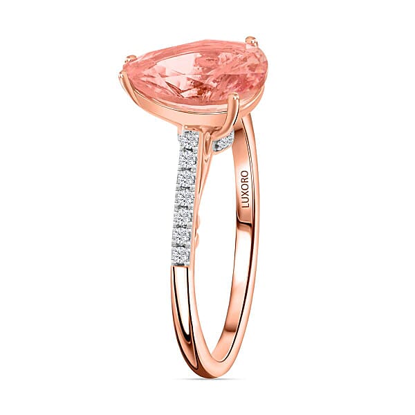 Shop Lc Certified & Appraised Luxoro AAA Pink Morganite And G-H I2 Diamond 2.40 Ctw Ring In 14K Rose Gold
