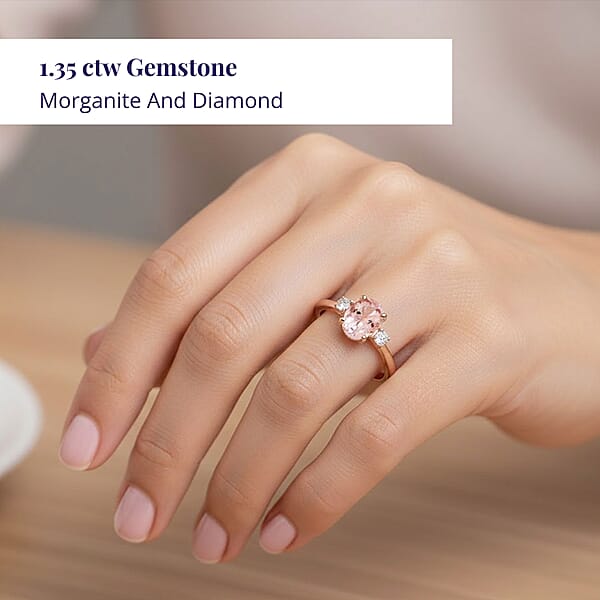 Shop Lc Certified & Appraised Luxoro AAA Pink Morganite And G-H I2 Diamond Ring In 10K Rose Gold 1.35 Ctw