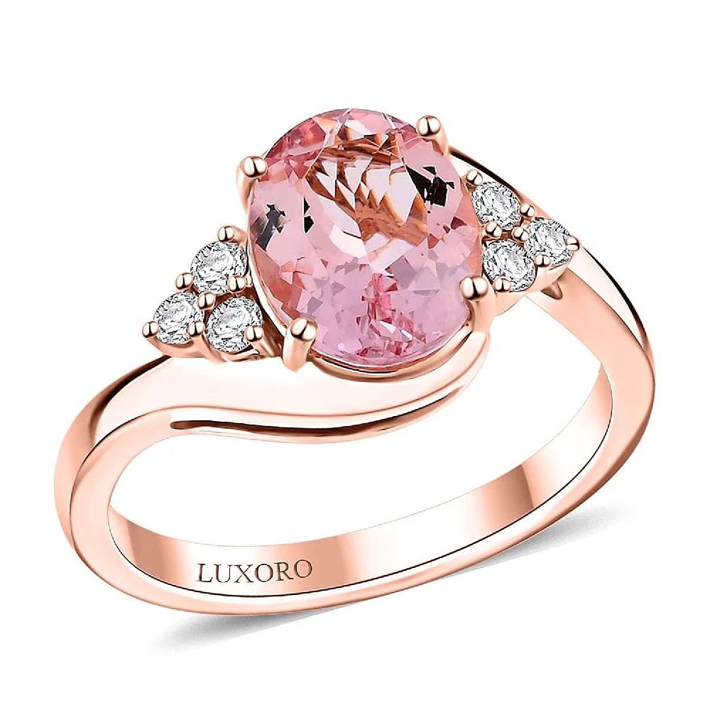 shop lc Certified & Appraised Luxoro AAA Pink Morganite and G-H I2 Diamond 2.25 ctw Ring in 10K Rose Gold