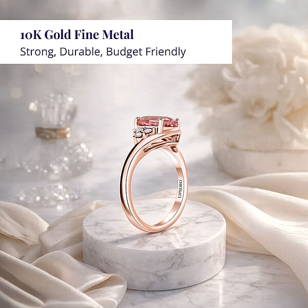 Shop Lc Certified & Appraised Luxoro AAA Pink Morganite And G-H I2 Diamond 2.25 Ctw Ring In 10K Rose Gold