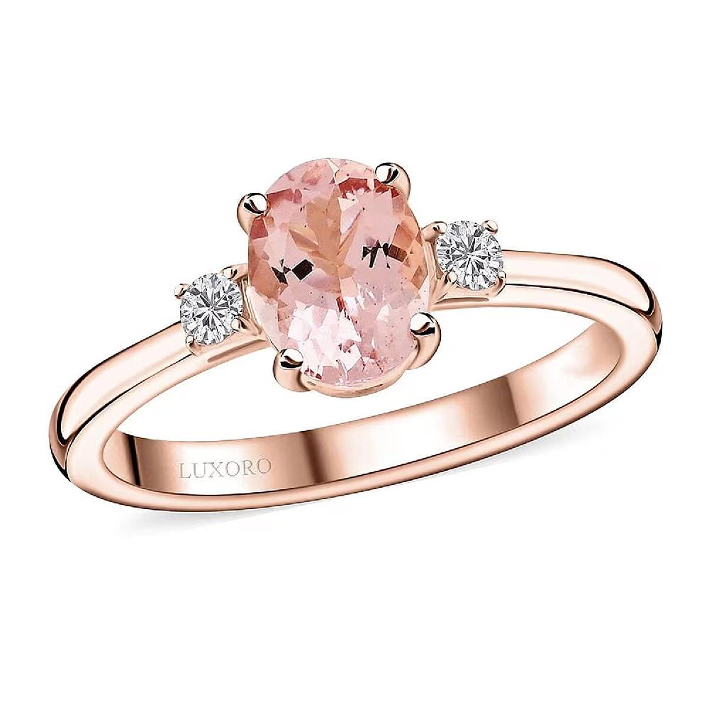 shop lc Certified & Appraised Luxoro AAA Pink Morganite and G-H I2 Diamond Ring in 10K Rose Gold 1.35 ctw