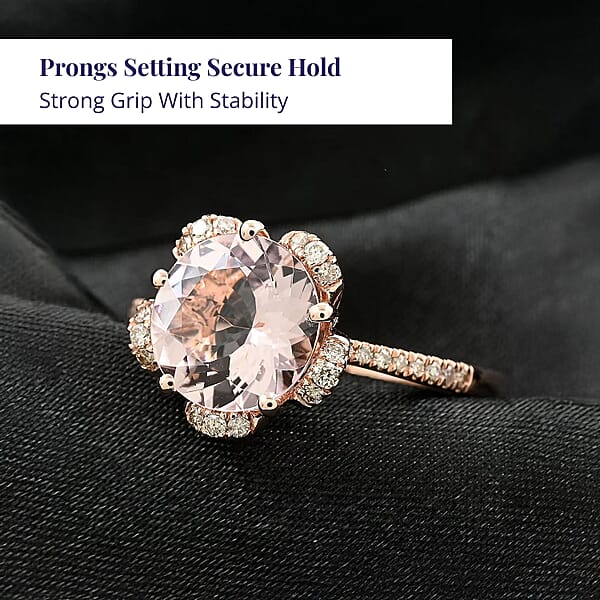 Shop Lc Certified & Appraised Luxoro AAA Pink Morganite And I2 Diamond 2.70 Ctw Ring In 14K Rose Gold