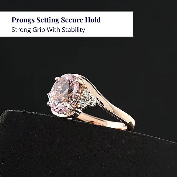 Shop Lc Certified & Appraised Luxoro AAA Pink Morganite And G-H I2 Diamond 2.25 Ctw Ring In 10K Rose Gold