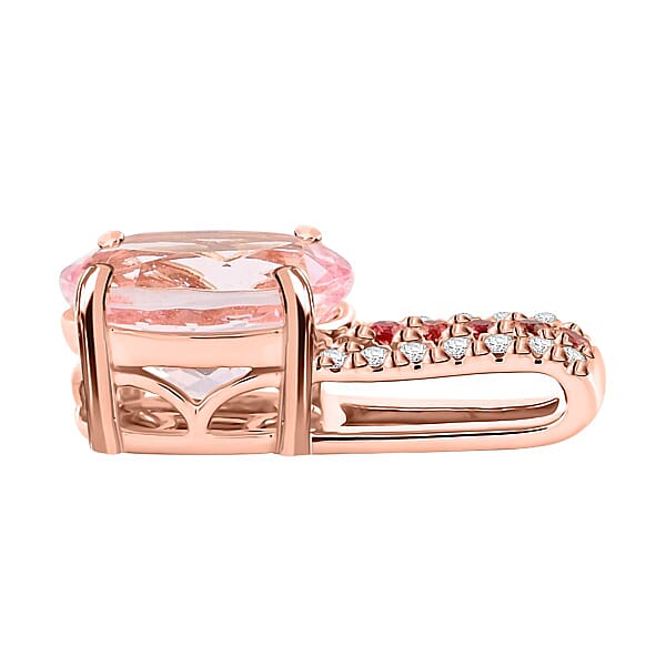 Shop Lc Certified & Appraised Luxoro AAA Pink Morganite Padparadscha Sapphire And G-H I2 Diamond Pendant Without Chain In 10K Rose Gold 2.75 Ctw