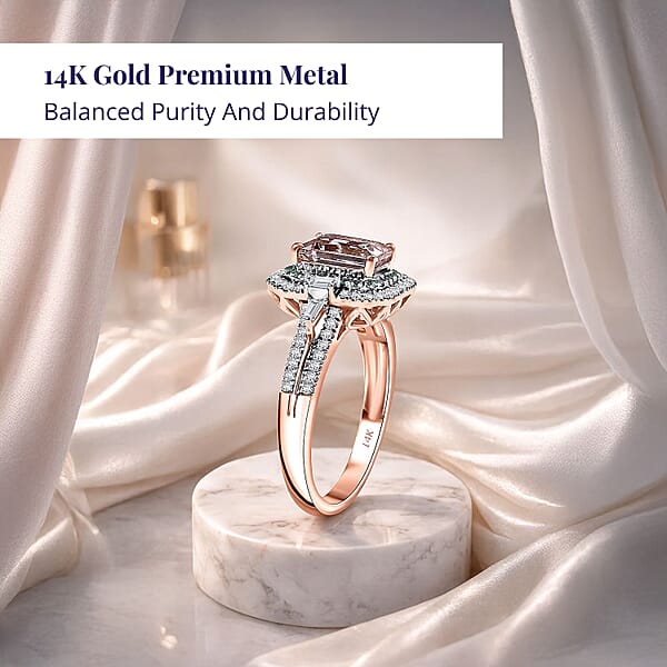 Shop Lc Certified & Appraised Luxoro AAA Pink Morganite Paraiba Tourmaline And G-H I2 Diamond 2.26 Ctw Ring In 14K Rose Gold