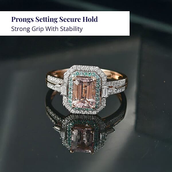 Shop Lc Certified & Appraised Luxoro AAA Pink Morganite Paraiba Tourmaline And G-H I2 Diamond 2.26 Ctw Ring In 14K Rose Gold