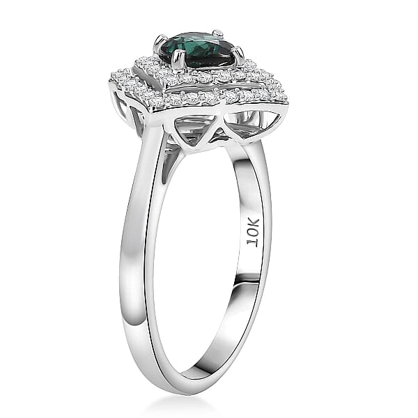Shop Lc Certified & Appraised Luxoro AAA Pirineu Lagoon Tourmaline And I2 Diamond 1.19 Ctw Ring In 10K White Gold