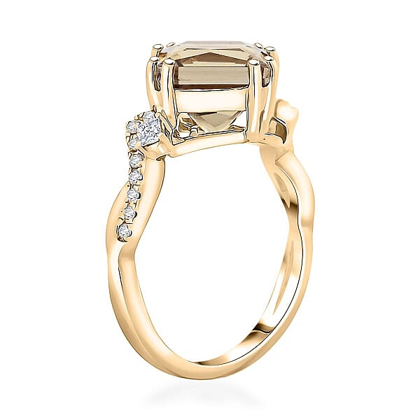 Shop Lc Certified & Appraised Luxoro AAA Princess Cut Turkizite And G-H I2 Diamond 3.35 Ctw Ring In 10K Yellow Gold