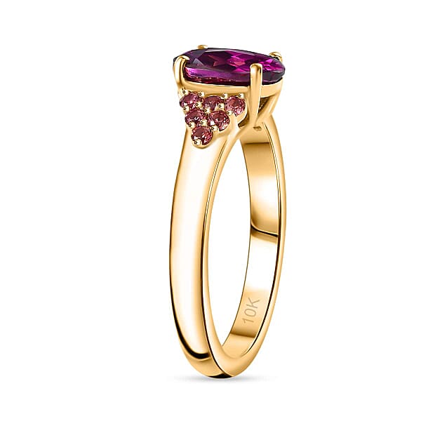 Shop Lc Certified & Appraised Luxoro AAA Radiant Ember Garnet And Padparadscha Sapphire 1.65 Ctw Ring In 10K Yellow Gold