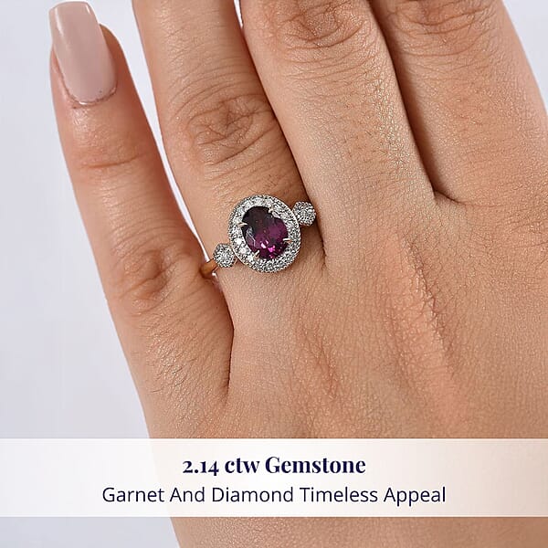 Shop Lc Certified & Appraised Luxoro AAA Radiant Ember Garnet And G-H I2 Diamond 1.67 Ctw Ring In 10K Yellow Gold