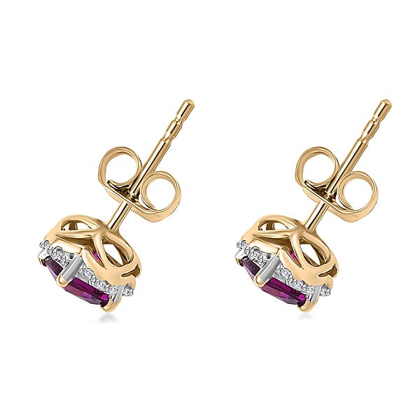 Shop Lc Certified & Appraised Luxoro AAA Radiant Ember Garnet And G-H I2 Diamond 1.43 Ctw Earrings In 10K Yellow Gold