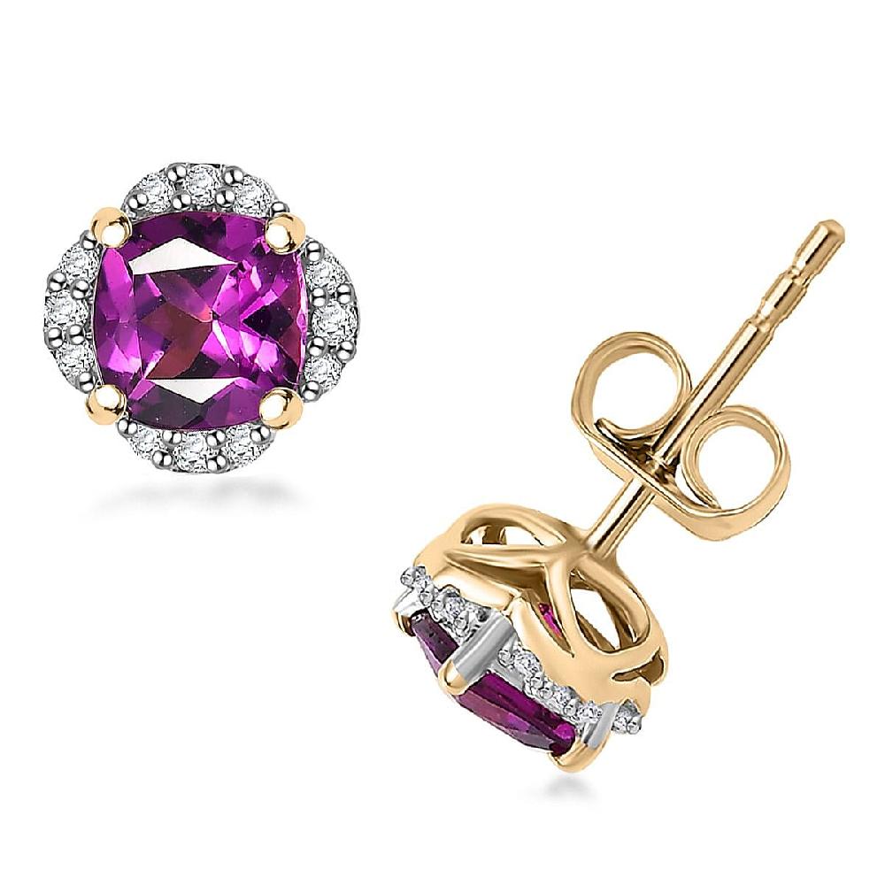 shop lc Certified & Appraised Luxoro AAA Radiant Ember Garnet and G-H I2 Diamond 1.43 ctw Earrings in 10K Yellow Gold
