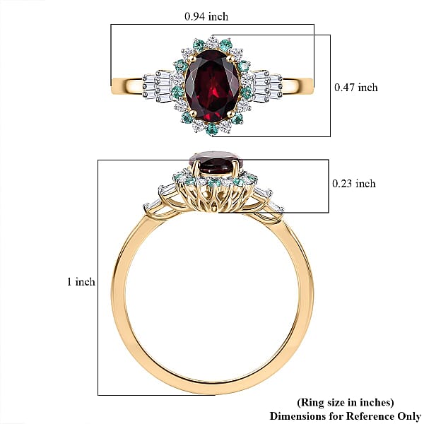 Shop Lc Certified & Appraised Luxoro AAA Radiant Ember Garnet AAAA Paraiba Tourmaline And Diamond E-F I2 1.76 Ctw Ring In 10K Yellow Gold