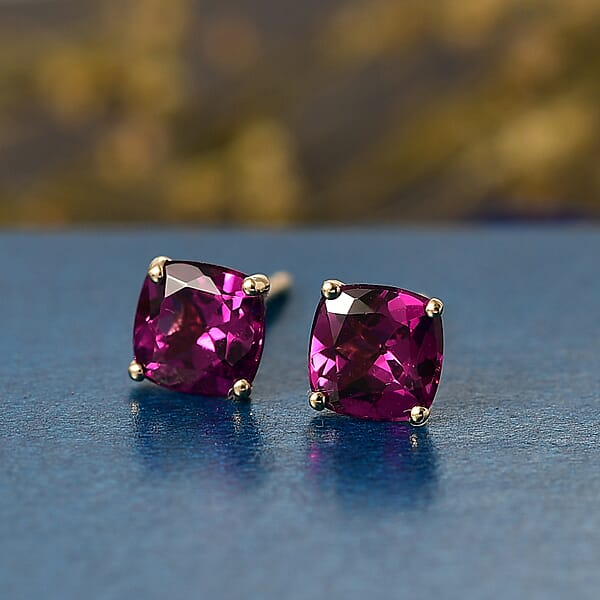 Shop Lc Certified & Appraised Luxoro AAA Radiant Ember Garnet 2.30 Ctw Stud Earrings In 10K Yellow Gold
