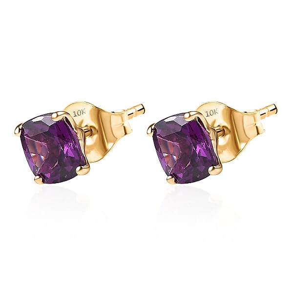 Shop Lc Certified & Appraised Luxoro AAA Radiant Ember Garnet 2.30 Ctw Stud Earrings In 10K Yellow Gold