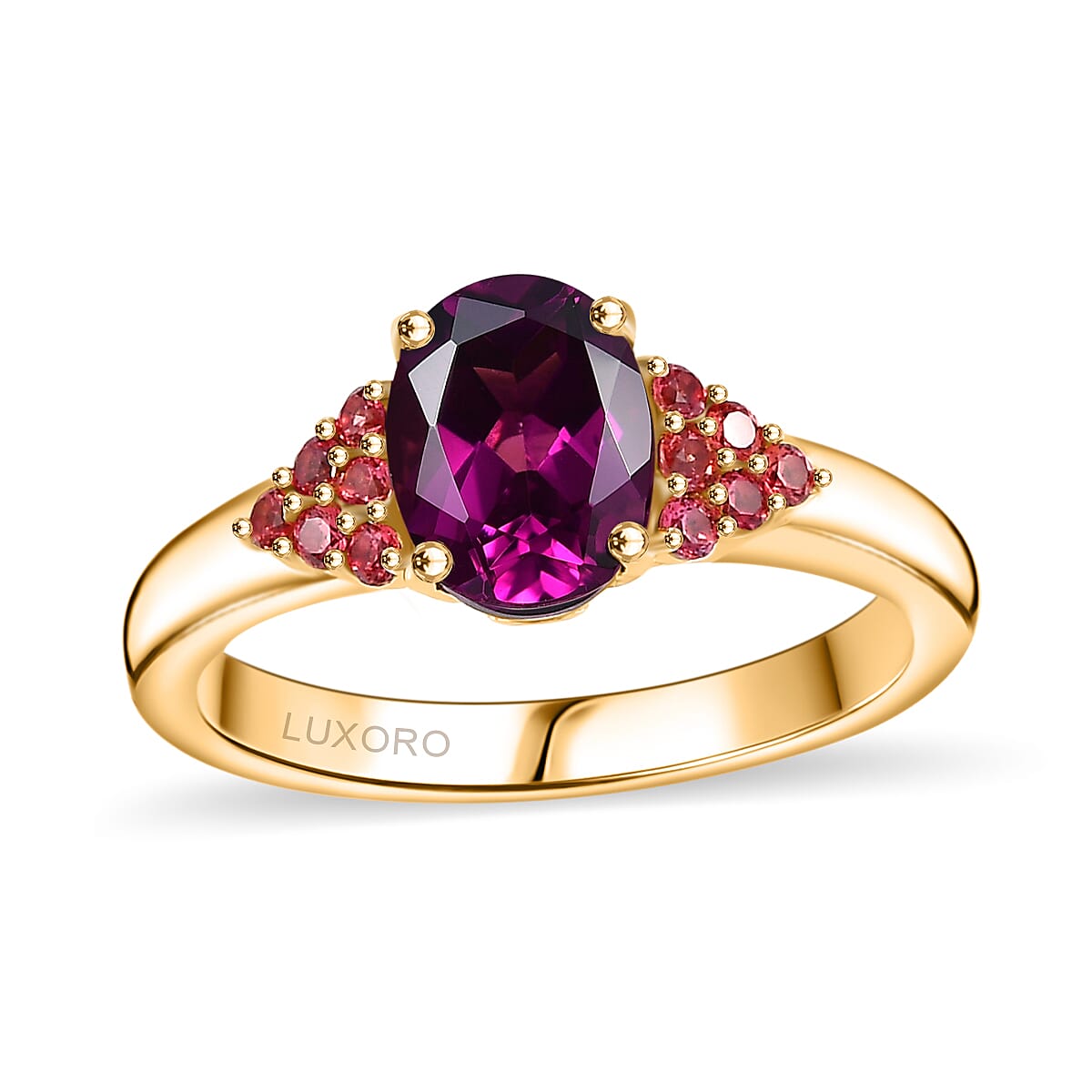 shop lc Certified & Appraised Luxoro AAA Radiant Ember Garnet and Padparadscha Sapphire 1.65 ctw Ring in 10K Yellow Gold (Del. in 10-12 Days)