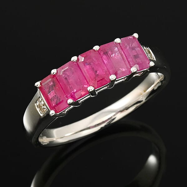 Shop Lc Certified & Appraised Luxoro AAA Royal Ruby And Diamond G-H I2 1.55 Ctw Ring In 14K White Gold