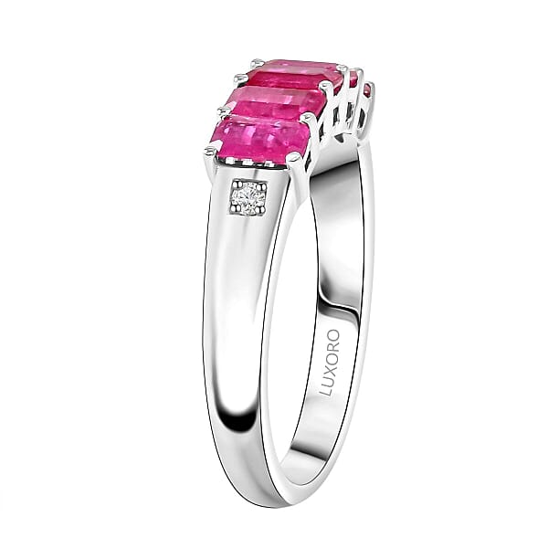 Shop Lc Certified & Appraised Luxoro AAA Royal Ruby And Diamond G-H I2 1.55 Ctw Ring In 14K White Gold