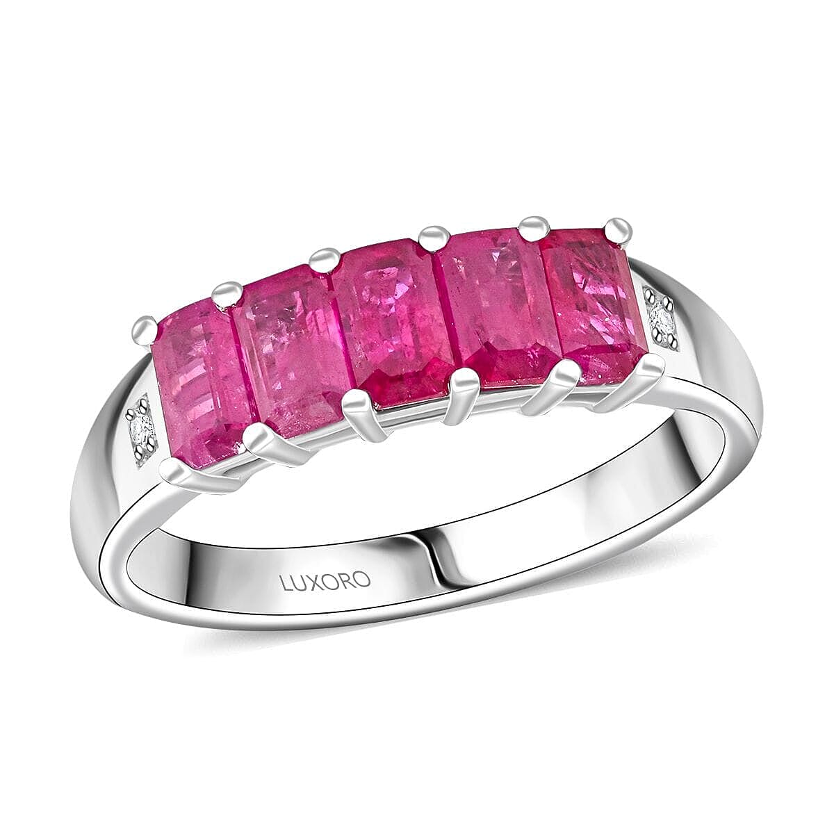 shop lc Certified & Appraised Luxoro AAA Royal Ruby and Diamond G-H I2 1.55 ctw Ring in 14K White Gold
