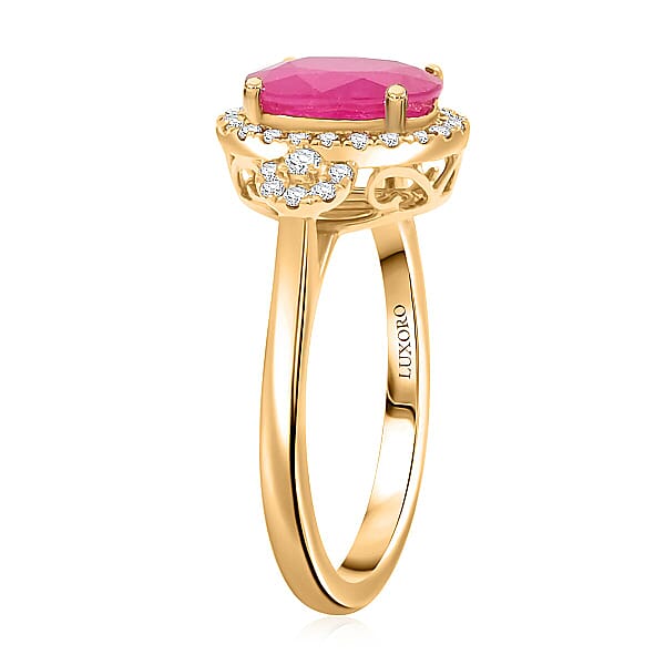Shop Lc Certified & Appraised Luxoro AAA Royal Ruby And I2 Diamond 2.50 Ctw Ring In 14K Yellow Gold