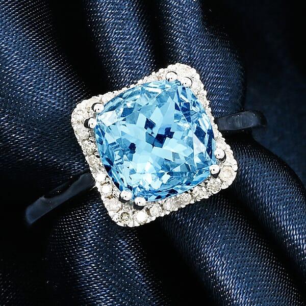 Shop Lc Certified & Appraised Luxoro AAA Santa Maria Aquamarine And G-H I2 Diamond 3.35 Ctw Ring In 14K White Gold