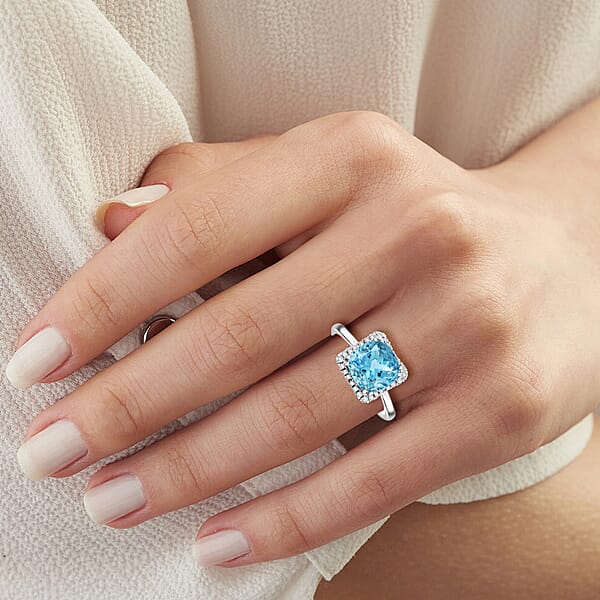 Shop Lc Certified & Appraised Luxoro AAA Santa Maria Aquamarine And G-H I2 Diamond 3.35 Ctw Ring In 14K White Gold