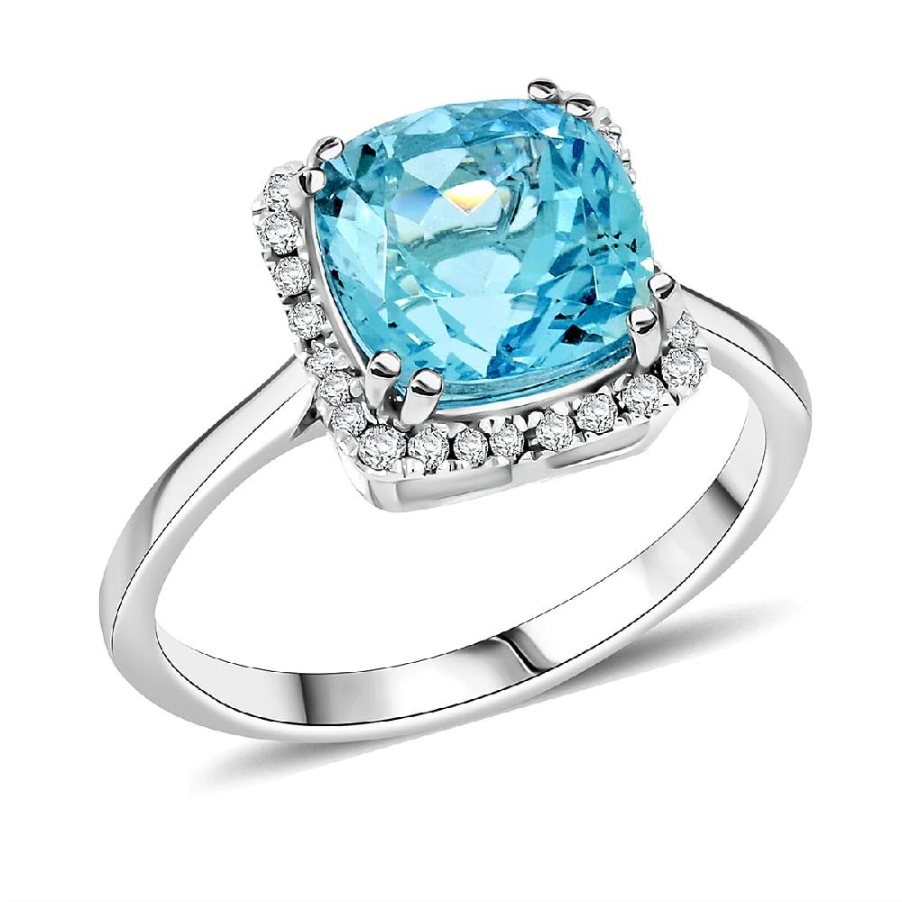 shop lc Certified & Appraised Luxoro AAA Santa Maria Aquamarine and G-H I2 Diamond 3.35 ctw Ring in 14K White Gold