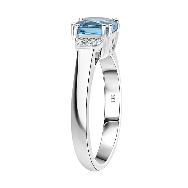 Shop Lc Certified & Appraised Luxoro AAA Santa Maria Aquamarine And G-H I2 Diamond 1.55 Ctw Ring In 10K White Gold