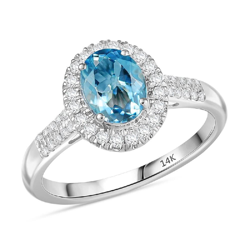 shop lc Certified & Appraised Luxoro AAA Santa Maria Aquamarine and G-H I2 Diamond 1.40 ctw Ring in 14K White Gold