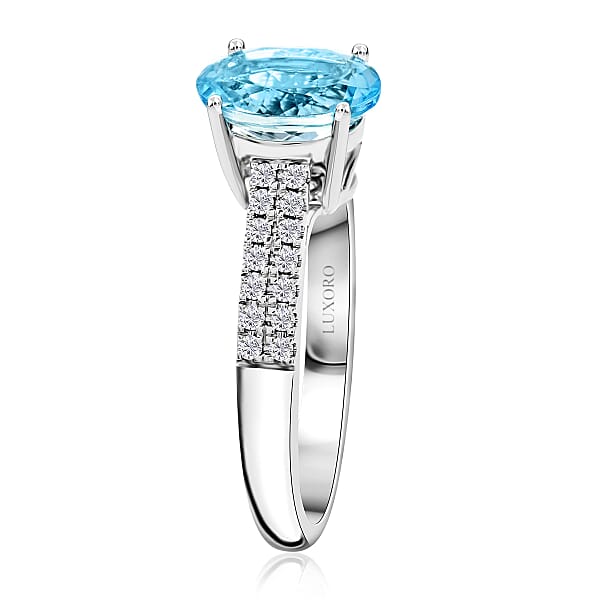 Shop Lc Certified & Appraised Luxoro AAA Santa Maria Aquamarine And G-H I2 Diamond 2.00 Ctw Ring In 14K White Gold