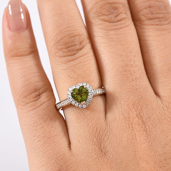 Shop Lc Certified & Appraised Luxoro AAA Sapo Green Tourmaline And I2 Diamond 1.40 Ctw Ring In 10K Yellow Gold