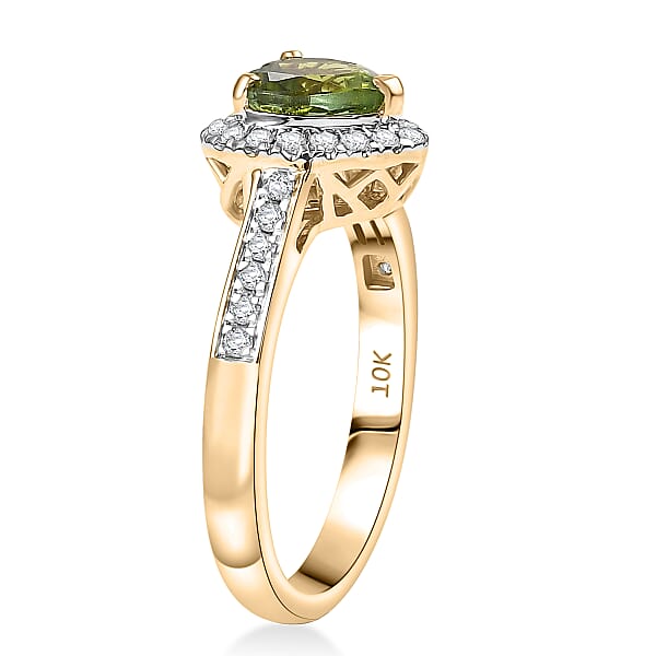 Shop Lc Certified & Appraised Luxoro AAA Sapo Green Tourmaline And I2 Diamond 1.40 Ctw Ring In 10K Yellow Gold