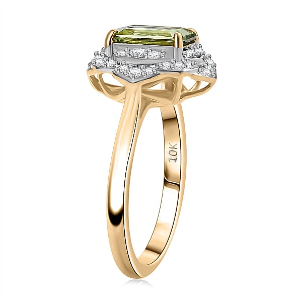 Shop Lc Certified & Appraised Luxoro AAA Sapo Green Tourmaline And I2 Diamond 1.70 Ctw Ring In 10K Yellow Gold