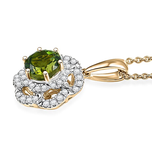 Shop Lc Certified & Appraised Luxoro AAA Sapo Tourmaline And I2 Diamond 1.52 Ctw Pendant Necklace 20 Inches In 10K Yellow Gold