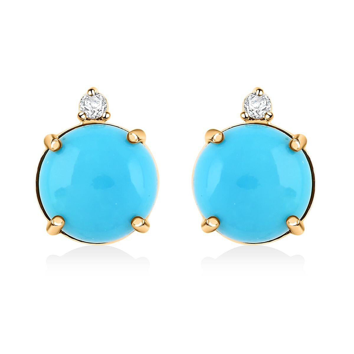 shop lc Certified & Appraised Luxoro AAA Sleeping Beauty Turquoise and G-H I2 Diamond 4.00 ctw Earrings in 10K Yellow Gold