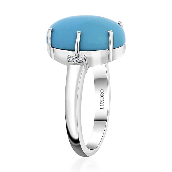 Shop Lc Certified & Appraised Luxoro AAA Sleeping Beauty Turquoise And I2 Diamond 5.00 Ctw Ring In 10K White Gold