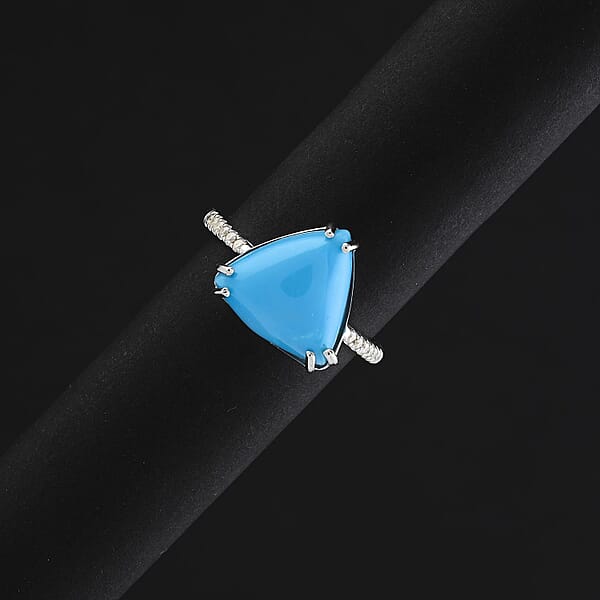 Shop Lc Certified & Appraised Luxoro AAA Sleeping Beauty Turquoise And G-H I2 Diamond 4.00 Ctw Ring In 10K White Gold