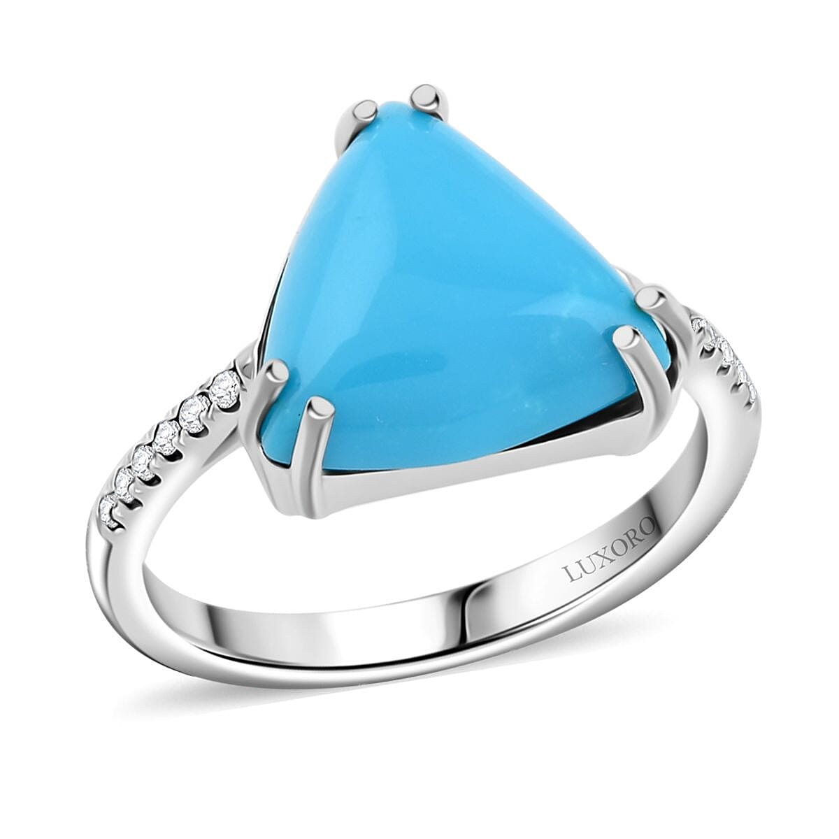 shop lc Certified & Appraised Luxoro AAA Sleeping Beauty Turquoise and G-H I2 Diamond 4.00 ctw Ring in 10K White Gold