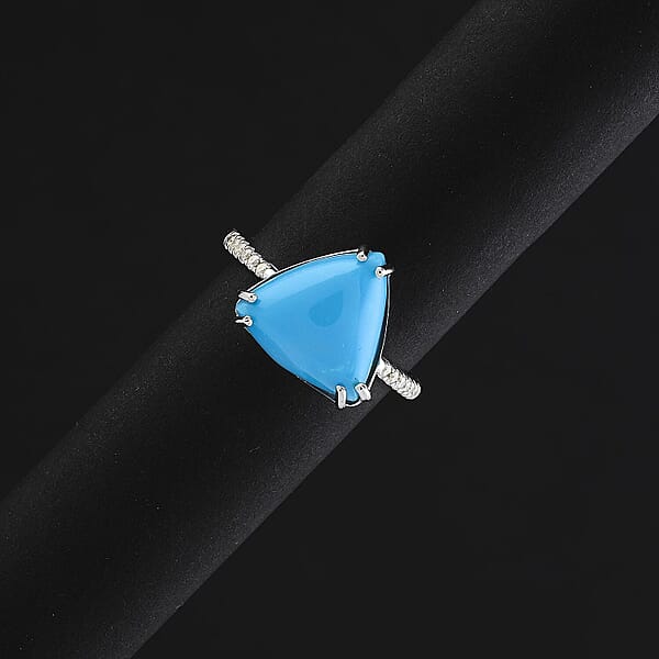 Shop Lc Certified & Appraised Luxoro AAA Sleeping Beauty Turquoise And G-H I2 Diamond 4.00 Ctw Ring In 10K White Gold