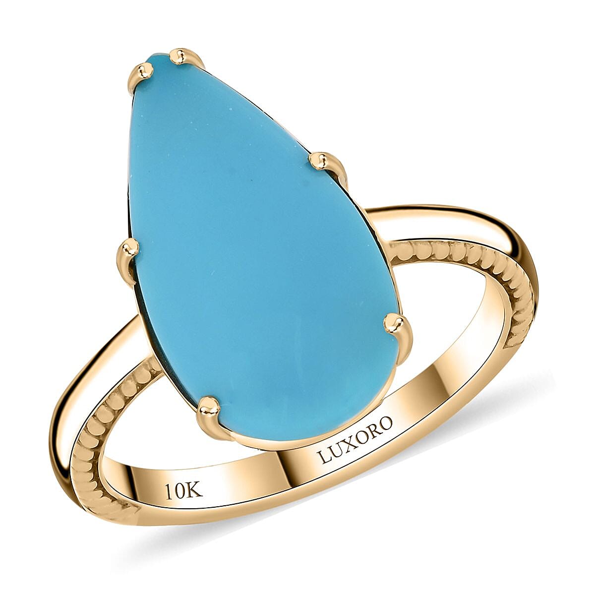 shop lc Certified & Appraised Luxoro AAA Sleeping Beauty Turquoise 6.30 ctw Solitaire Ring in 10K Yellow Gold shop lc Certified & Appraised Luxoro AAA Sleeping Beauty Turquoise 6.30 ctw Solitaire Ring in 10K Yellow Gold